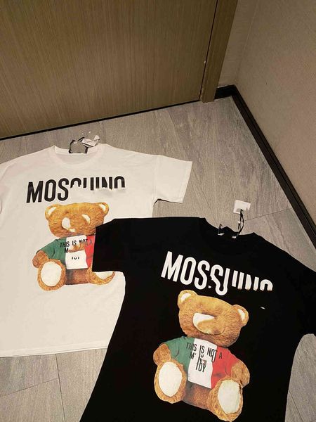 

luxury design mos moss t-shirt short sleeve bear print spring and summer couple big size fashion top, White