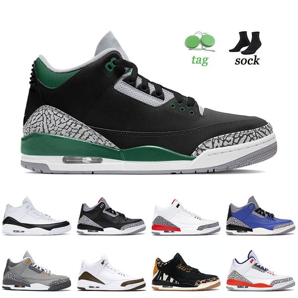 

basketball shoes pine green 3 3s retro jumpman mens womens blue cement black cool grey authentic sneakers 36-47