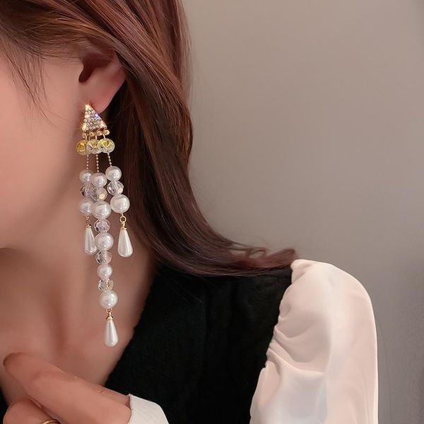

stud dangle bead earrings 2021 drop pearl, Golden;silver