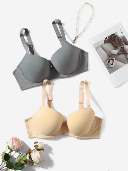 

2pack plus solid underwire bra w9ap#, Black;white
