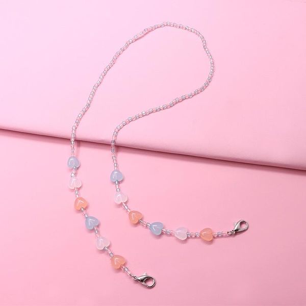 

sunglasses frames kids women glass chain acrylic beaded necklace non-slip face mask holder strap reading glasses chains lanyards, Silver