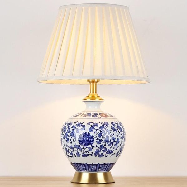 

table lamps modern chinese style blue and white ceramic bedside living room bedroom retro el decorative lamp mj1125