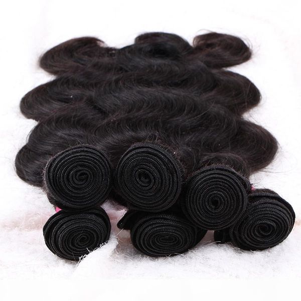 

brazilian hair unprocessed virgin human hair wefts wholesale peruvian malaysian indian cambodian human hair extensions body wave 6 bundles, Black