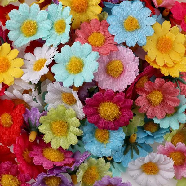 

new 100pc/lot 2.5cm daisy decorative flower artificial silk flowers party wedding decoration home decor(without stem)