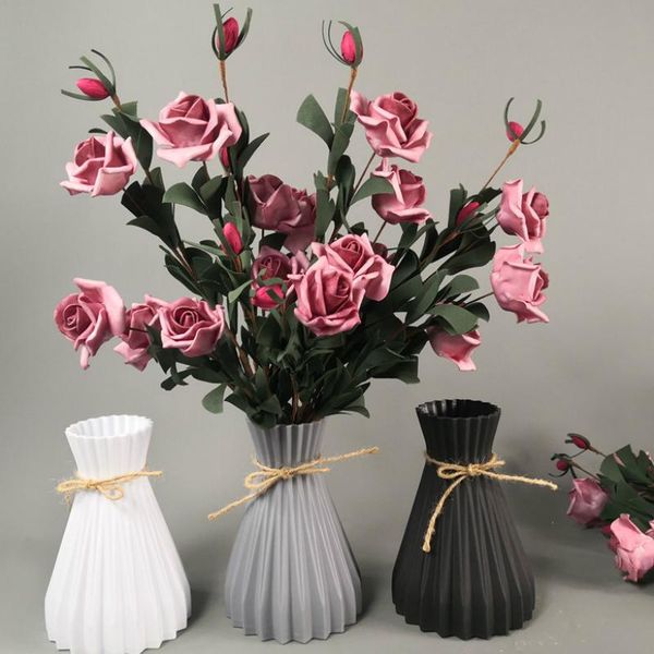 

vase decoration household plastic white rattan waist crafts home flower girl basket for wedding vases
