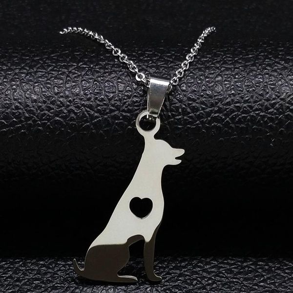 

pendant necklaces 2021 fashion dog stainless steel necklace for women silver color statement jewelry collar hombre n18093s05