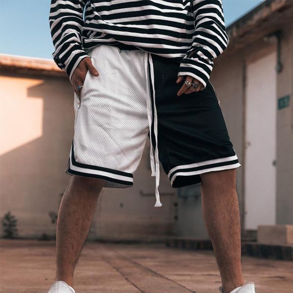 

summer men basketball cropped sport losse straight casual net yarn shorts five broek new 2020, White;black