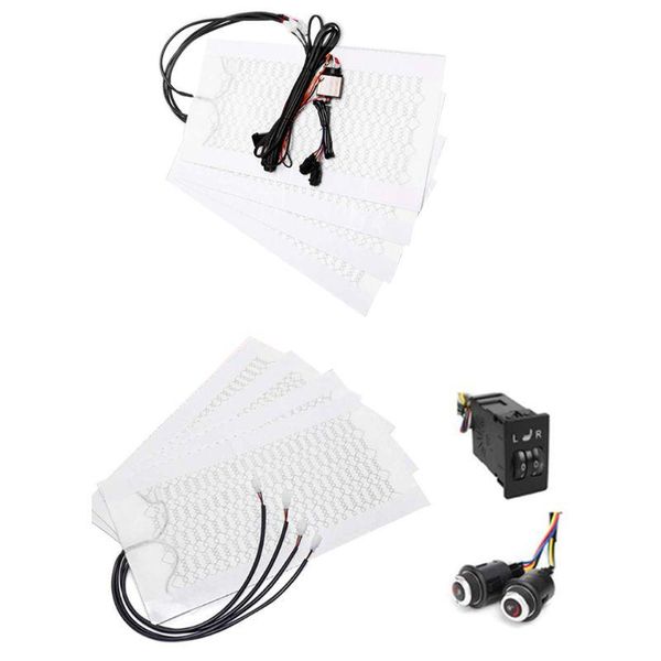

seat cushions 4 pads universal carbon fiber heated heater 12v 5/6 level switch y9rc
