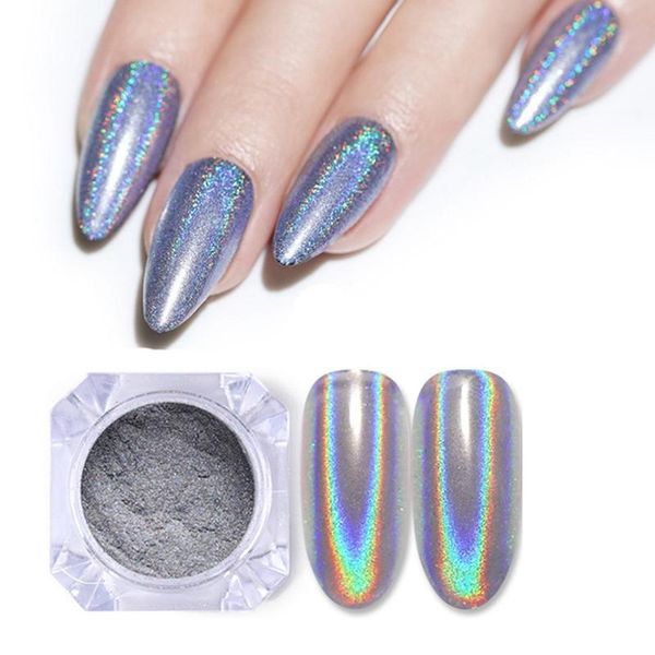 

nail glitter electroplating metallic color mirror powder gel polishing chrome flakes pigment dust decorations, Silver;gold