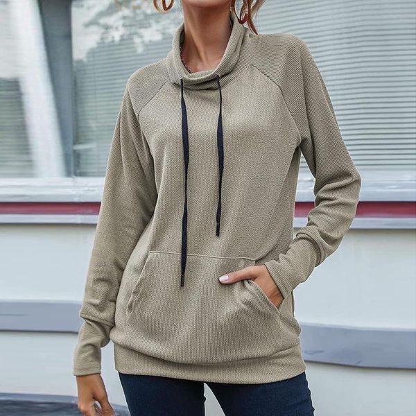 

women's hoodies & sweatshirts loose hoodie solid color sweatshirt autumn winter long sleeve hooded high street, Black