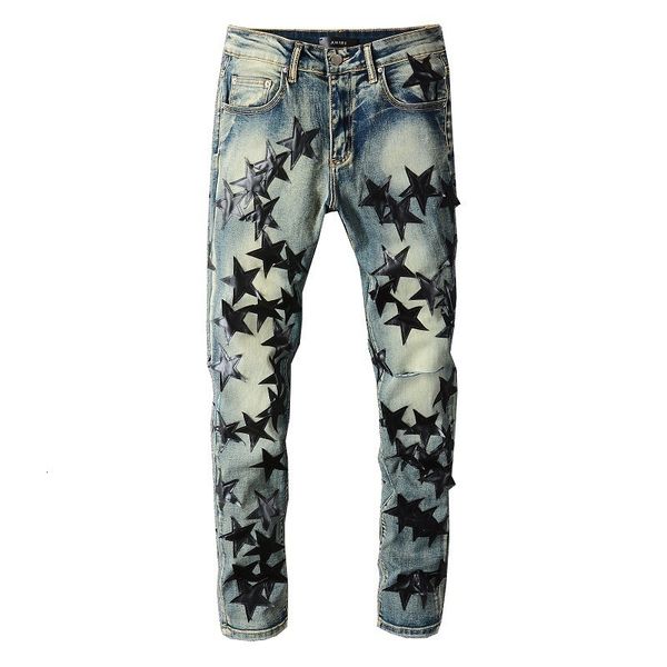 

694 am street personalized skinned star trend jeans for young men, Blue