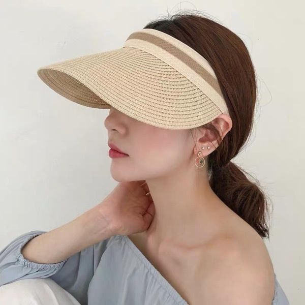 

wide brim hats summer empty beach hat women sun fashion casual straw cap, Blue;gray