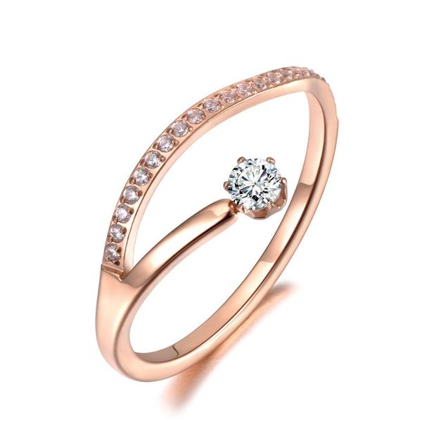 

wedding rings original design mosaic cubic zirconia jewelry rose gold titanium steel engagement luxury ring r19058, Slivery;golden