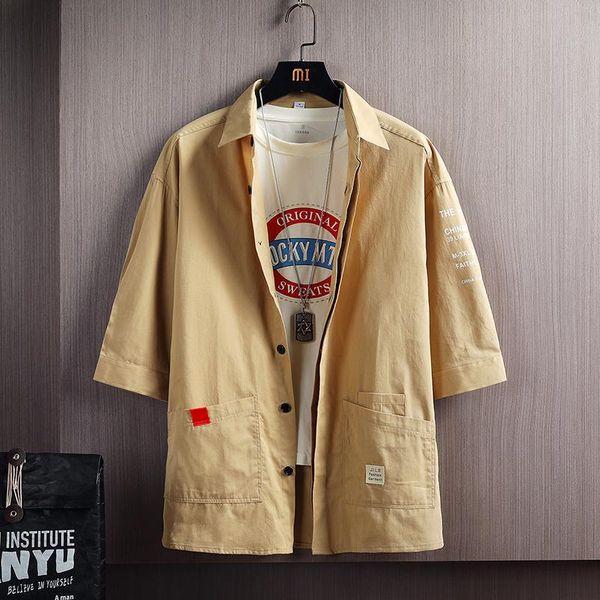 

men's casual shirts japan style white short sleeve men black fashion loose male oversized cotton soil summer social shirt, White;black