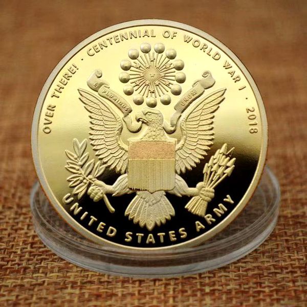 

50pcs non magnetic first world war soldier liberty united stated army eagles craft gold plated challenge coin