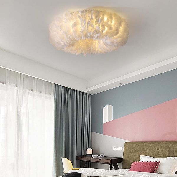 

ceiling lights bedroom feather lamp simple modern ins living room children warm creative master lighting