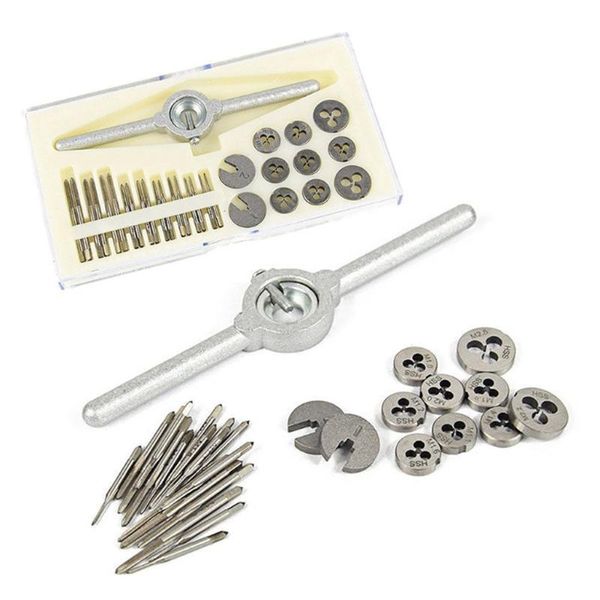 

hand tools 31pc m1-m2.5 screw thread metric tap set and die nc plugs taps hss steel wrench tapping tool