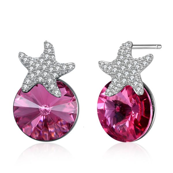 

leccany uses crystal fashion earrings from austria, female starfish color 925 sterling silver sve366, Golden