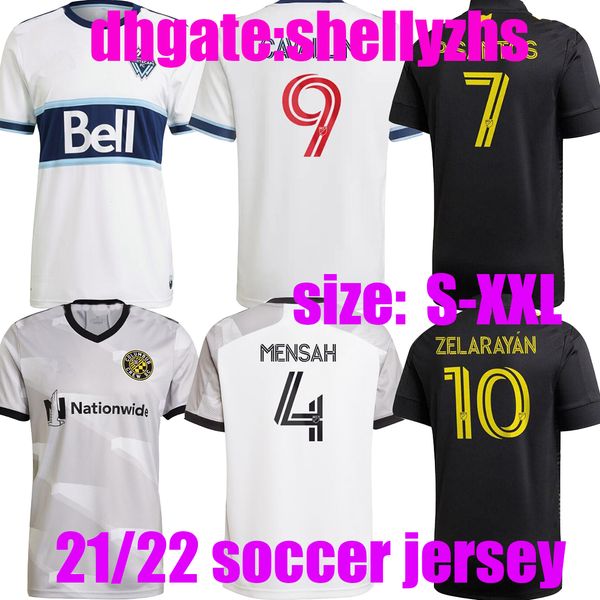 

2021 2022 columbus vancouver whitecaps soccer jerseys zardes mensah nagbe santos zelarayan mls mens football shirts 20 21 cavallini uniforms, Black;yellow