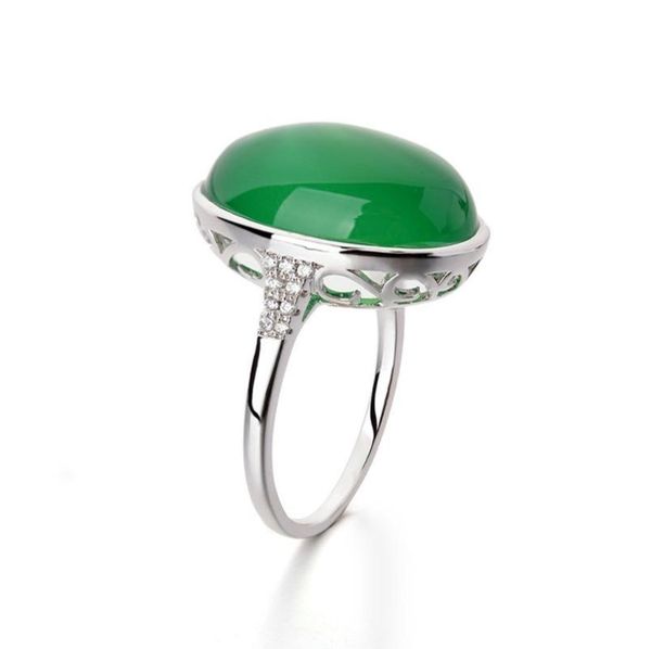 

cluster rings vintage classic inlaid green natural stone ladies engagement anniversary high-end ring jewelry, Golden;silver