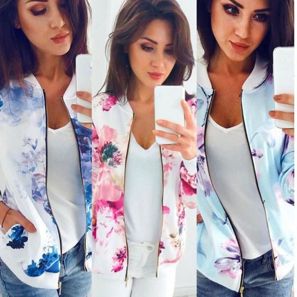

women's jackets bikoles spring autumn fashion o neck long sleeve women jacket short coat print zipper pockets ladies plus size 5xl, Black;brown