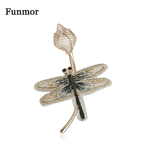 

pins, brooches funmor embroidery dragonfly brooch insect copper pin for women men hat dress bag decoration accessories gathering activity gi, Gray