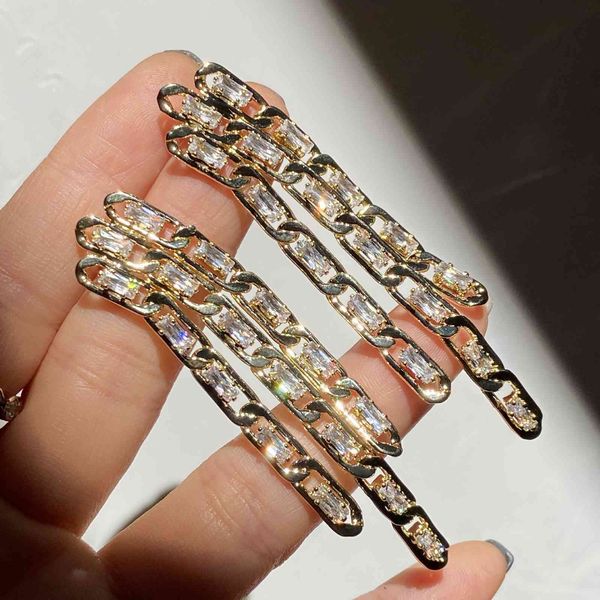 

101 new annual meeting zircon long earrings personality e14-8, Silver