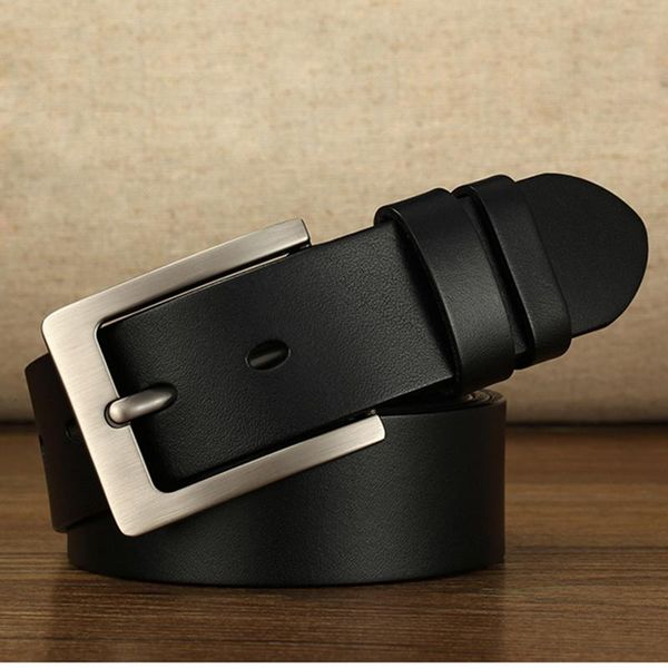 

belts 140 150 160 170cm leather men belt cow genuine retro pin buckle big large size male cinturones para hombre, Black;brown
