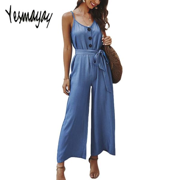 

women's jumpsuits & rompers formal office womens jumpsuit 2021 elegant women summer sleeveless overall pants spaghetti trousers pantalo, Black;white