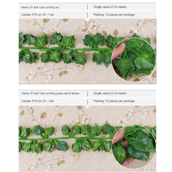 

decorative flowers & wreaths artificial hanging garland, uv resistant green leaves fake plants vines for home wall arch decor