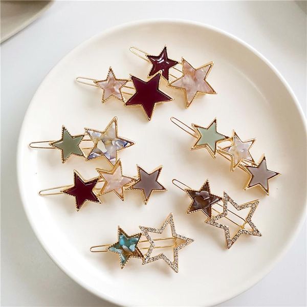 

hair accessories fashion women simple star circle clips korean alloy barrettes girls cute hairgrips metal hairpins