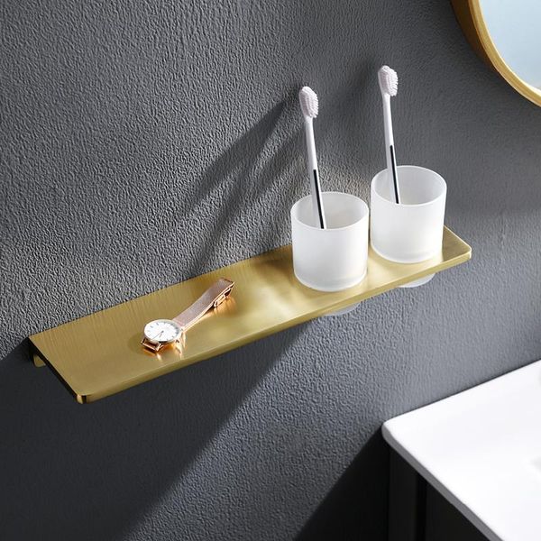 

bathroom shelves brushed gold metal shelf wall storage rack washstand drilling large for 35/40cm length