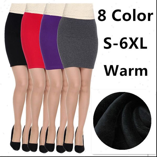 

2021 autumn winter women skirts office formal pencil skirts casual slim high waist warning skirts,plus size m 6xl, Black