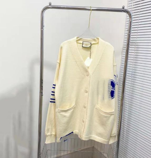 

sweaters letterg agu brand cci designer towel embroidered letters lovers cardigan lazy wind body show white loose cardigan, White;black