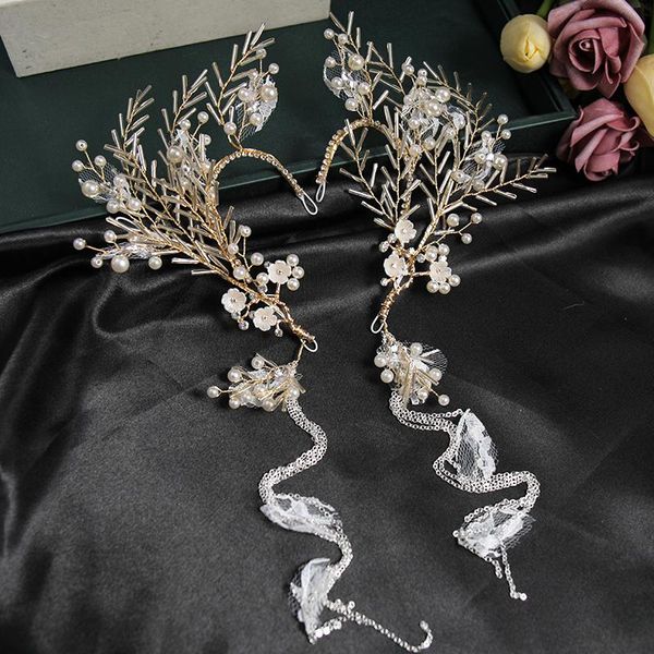 

hair clips & barrettes pearl flower crystal headband vine hairband tiara for bride women wedding accessroies bridal jewelry ornaments, Golden;silver