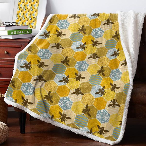 

blankets bee hive flower morocco throw blanket print soft fleece for beds sofa plush bedspreads winter sheet cover home decor