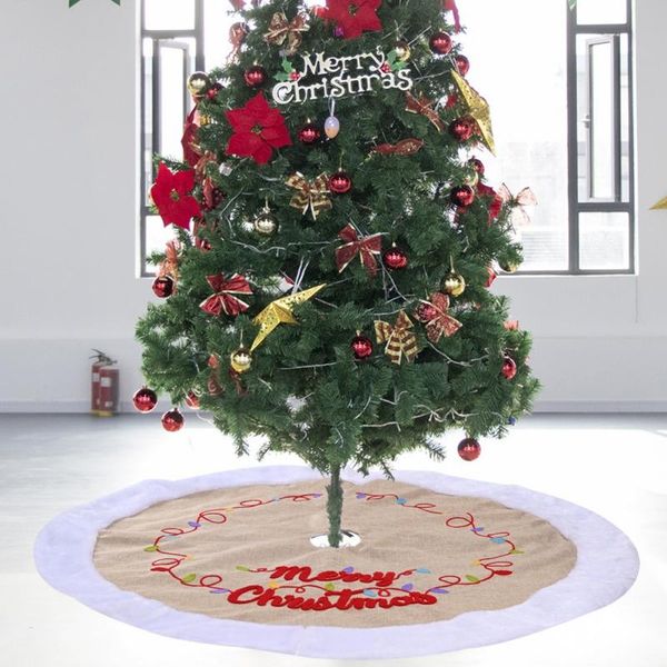 

christmas decorations products colored lights letter linen tree skirt white outer ring decorative pad
