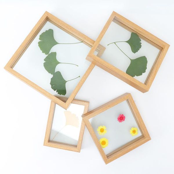 

frames plant dried flower leaf specimen box wholesale square paper-cut diy picture frame creative double-sided glass po set