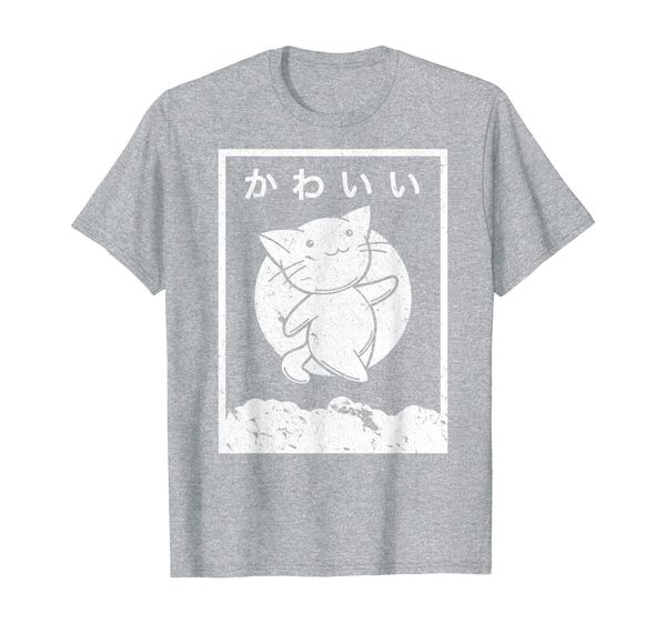 

kawaii cat shirt. retro style anime t-shirt, White;black