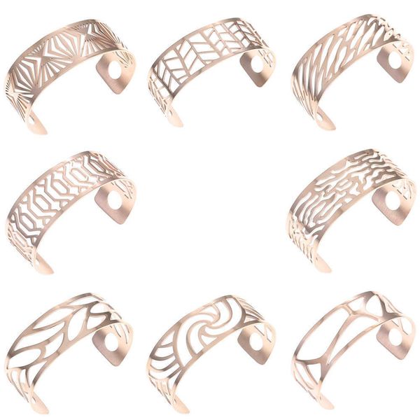 

cremo fashion interchangeable cuff bracelet manchette femme bijoux diy jonc acier inoxydable bangle for women jewelry q0720, Black