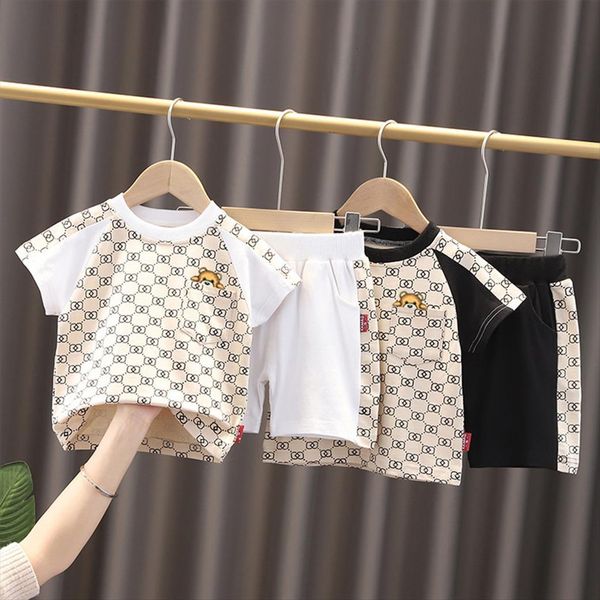 

girls clothes summer style boys baby clothing sets print t shirt short 2pcs suits for kids 1 5y children, White
