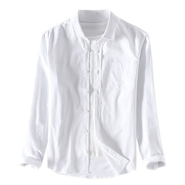 

2021 new novo estilo de bambu algodo manga longa oxford dos marca moda confortvel camisa para homens casuais slidos camisas q3jt, White