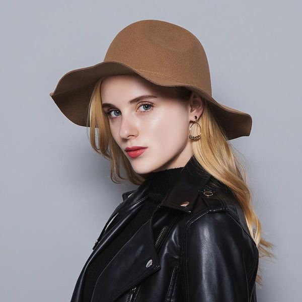 

stingy brim hats autumn winter woman hat european and american classic outdoor travel big eaves woolen men women performance mz-10, Blue;gray