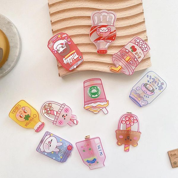 

hair accessories 2021 creative korean cute frosted acrylic milk tea cup hairpins fashion sweet girl children's duckbill clip, Slivery;white