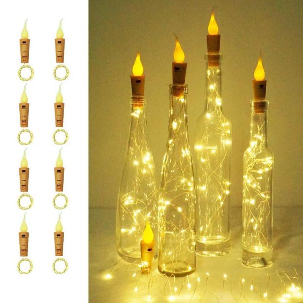 

strings 10/20leds wine bottle lights battery operated candle flame starry fairy for party christmas halloween wedding decoration