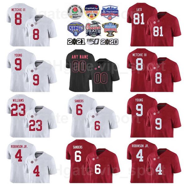

ncaa college football alabama crimson tide jersey 9 bryce young 4 brian robinson jr 6 trey sanders 23 roydell williams 8 john metchie iii 81, Black