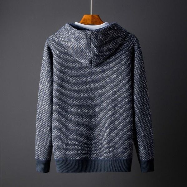 

men's sweaters winter autumn mens sweater coat fashion loose fit casual long sleeve hooded cardigan thicken fleece knitting striped jac, White;black