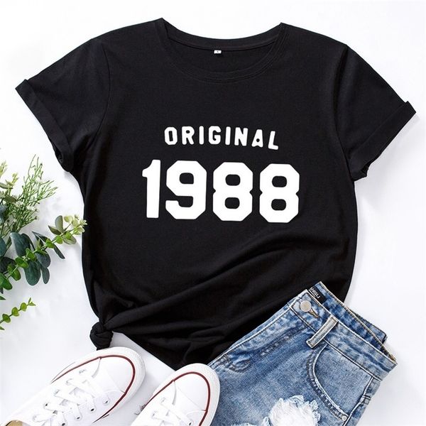 

jcgo summer women t shirt cotton 5xl plus size 1988 vintage print short sleeve o neck graphic tees casual oversized tshirt 210315, White