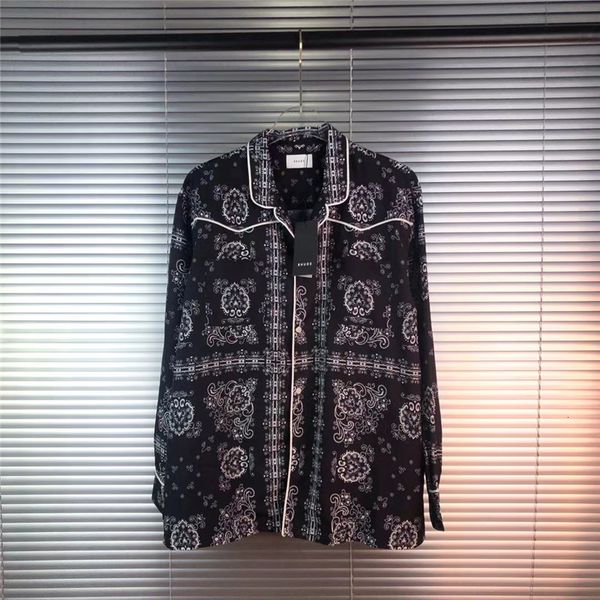 

2021 new long sleeve women 1:1 high-quality cashew flower buttoned tees rhude shirts striped shirt men clothing 7ep2, White