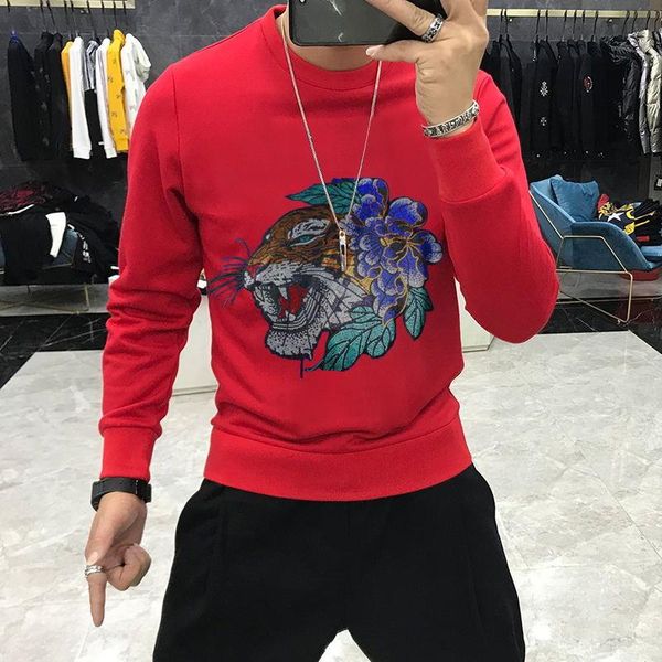 

men's hoodies & sweatshirts skull diamond winter hoodie plus velvet thick autumn oversized hip-hop sweatshirt, Black
